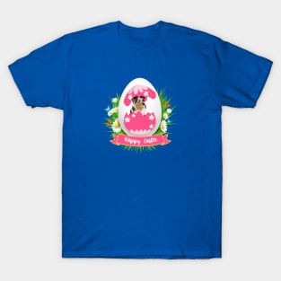 Shetland Sheepdog (Sheltie) In Colorful Easter Egg With Happy Easter Sign T-Shirt